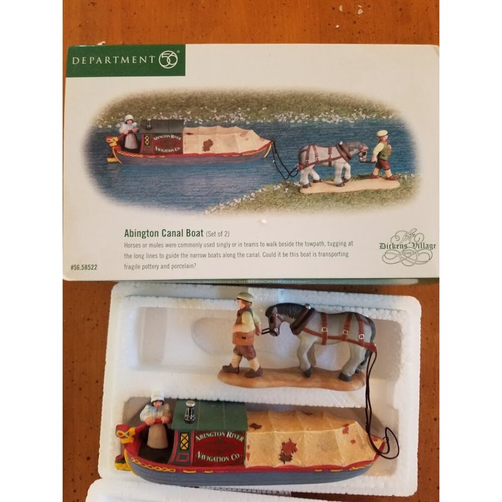 "Abington Canal Boat" Set of 2 #58522 Dicken's Village Series -Retired-